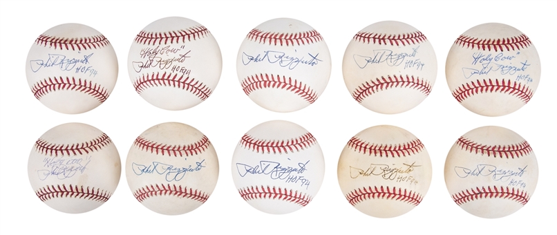 Lot of (10) Phil Rizzuto Signed Baseballs Including (7) Inscribed "HOF" and One "Holy Cow" (JSA Auction LOA)